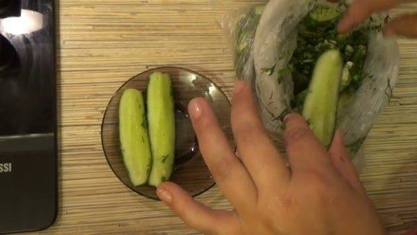 Малосольные огурцы в пакете