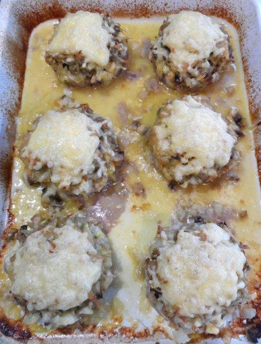 Стожки из фарша и картофеля в духовке