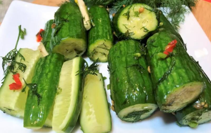 Хрустящие малосольные огурцы — фото рецепт