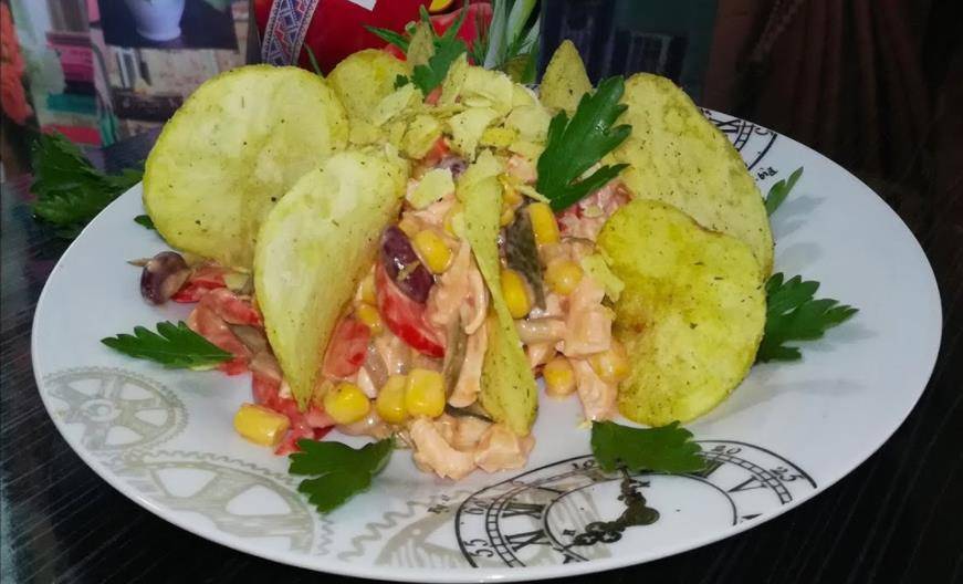 Салат с колбасой и рисом — очень простой рецепт с фото