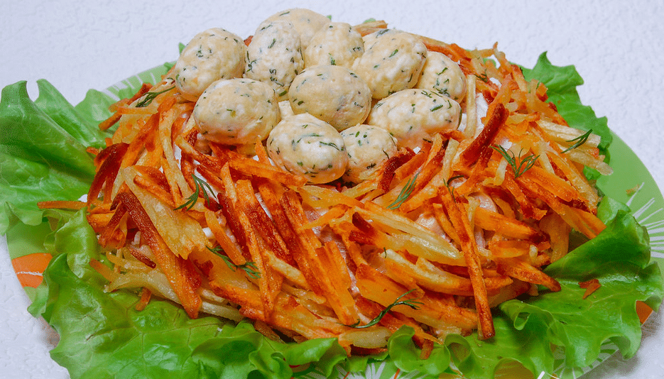 Салат «Гнездо глухаря» – классический рецепт с фото