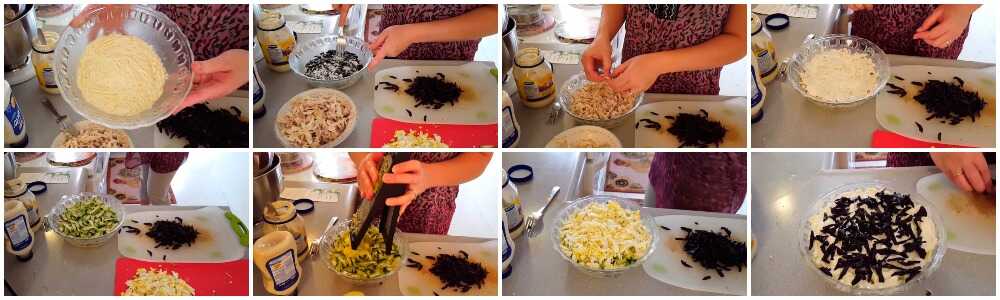 Салат с копченой курицей и ананасом