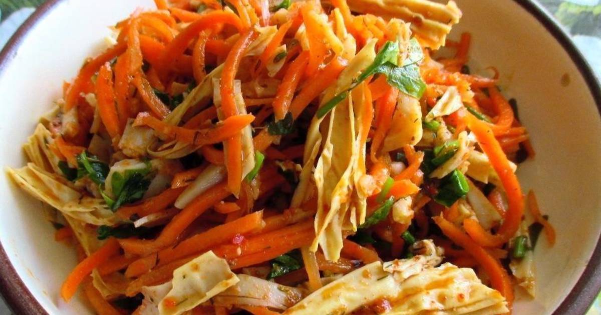 Салат из фучжу, соевой спаржи постный рецепт с фото фоторецепт.ru